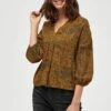 DESIRES Gebbi Long Sleeve - Blouse - Buckethorn Brown Pr
