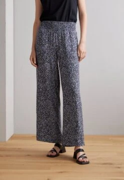 ESPRIT Printed Wideleg - Pantalon Classique - Navy