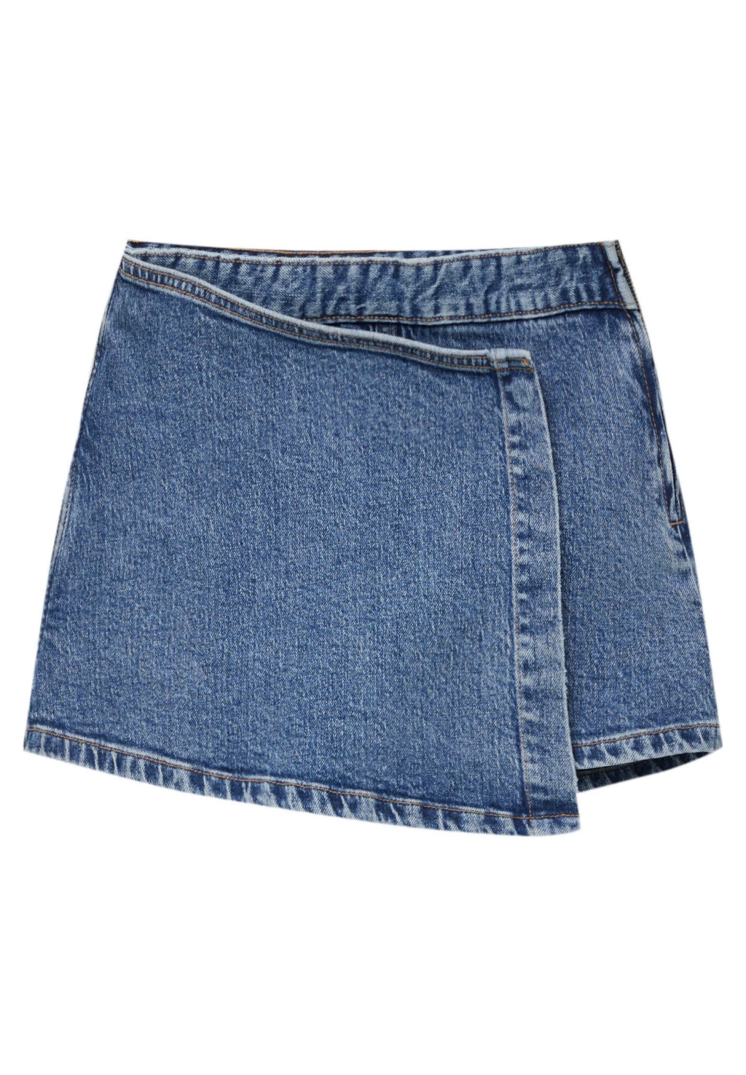 PULL & BEAR Crossover - Jupe Portefeuille - Blue Denim 5 PULL & BEAR Crossover - Jupe Portefeuille - Blue Denim – Image 5