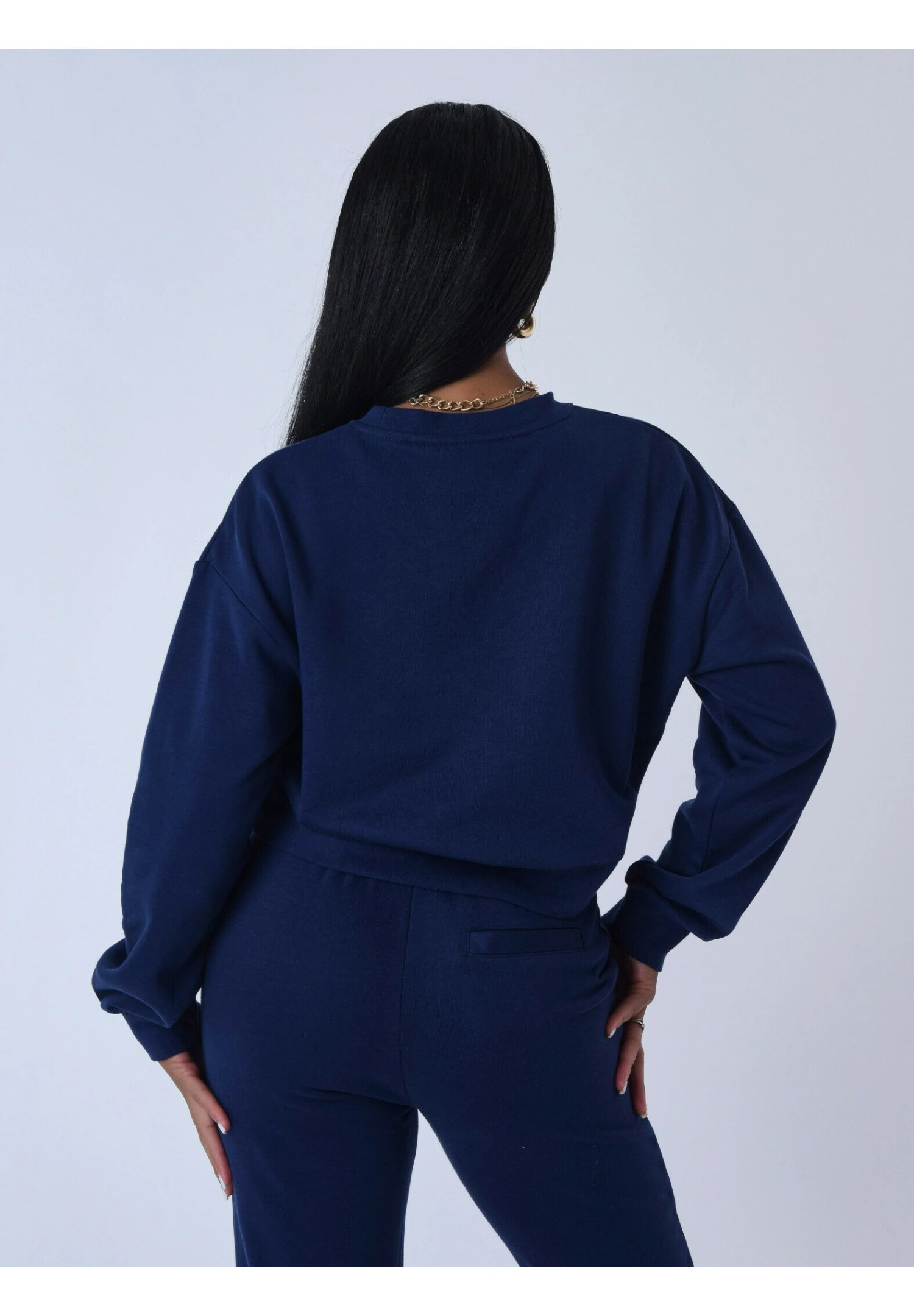 Basic Court Ample - Sweatshirt - Bleu Nuit 3 Basic Court Ample - Sweatshirt - Bleu Nuit – Image 3