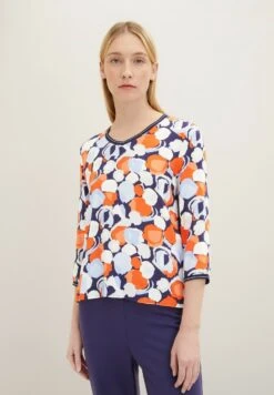 Tom Tailor Mit Allover-Print - T-Shirt À Manches Longues - Navy Flower Design