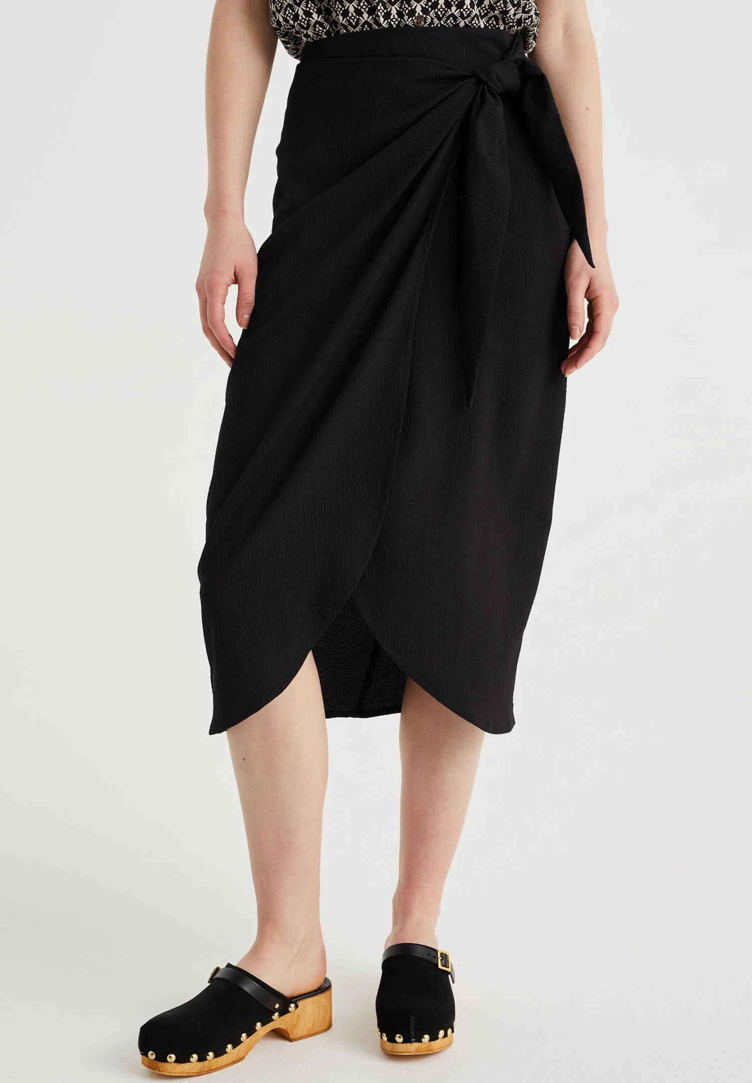 WE FASHION Met Structuur - Jupe Portefeuille - Black 1 WE FASHION Met Structuur - Jupe Portefeuille - Black