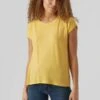 Vero Moda Vmava Plain Ss Gajrs Noos - T-Shirt Basique - Golden Cream