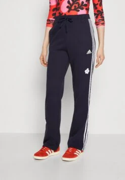 Adidas Sportswear 3 Stripes High Rise With Flower Patches - Pantalon De Survêtement - Legend Ink