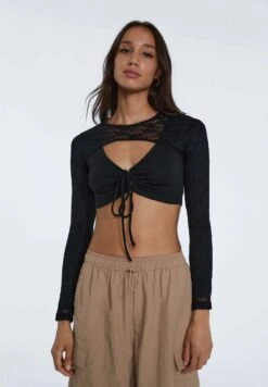 Stradivarius Bolero Mit - T-Shirt À Manches Longues - Black