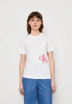Calvin Klein Jeans Sprayed Monogram Regular Tee - T-Shirt Imprimé - Bright White