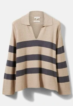 Tom Tailor Plus Gestreifter - Polo - Beige -Defacto Boutique 7f14d18c9af742dc8fda9e3c7a5ee119