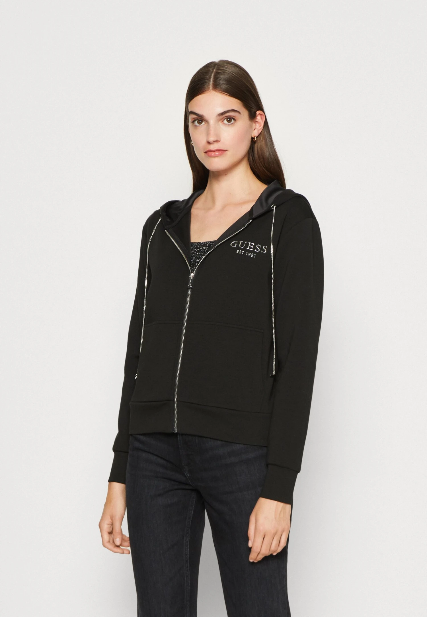 Guess Hoody Zipped - Sweat Zippé - Jet Black 1 Guess Hoody Zipped - Sweat Zippé - Jet Black