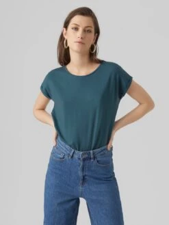 Vero Moda Vmava Plain Ss Gajrs Noos - T-Shirt Basique - Antlantic Deep
