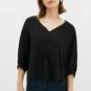 Next 3/4 Sleeve V-Neck Standard - Blouse - Black