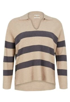 Tom Tailor Plus Gestreifter - Polo - Beige -Defacto Boutique c0fe326b86114e5c87b92357b17e41e8