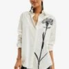Desigual Oversize Flower - Chemisier - White