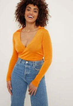 NA-KD Recyceltes Wrap - T-Shirt À Manches Longues - Orange