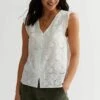 New Look Broderie Frill Sleeve - Blouse - White