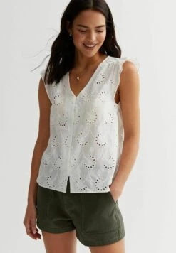 New Look Broderie Frill Sleeve - Blouse - White