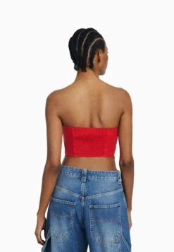 BERSHKA Bustier - Blouse - Red -Defacto Boutique f8fc84a174f044ce80114f28454ab39f